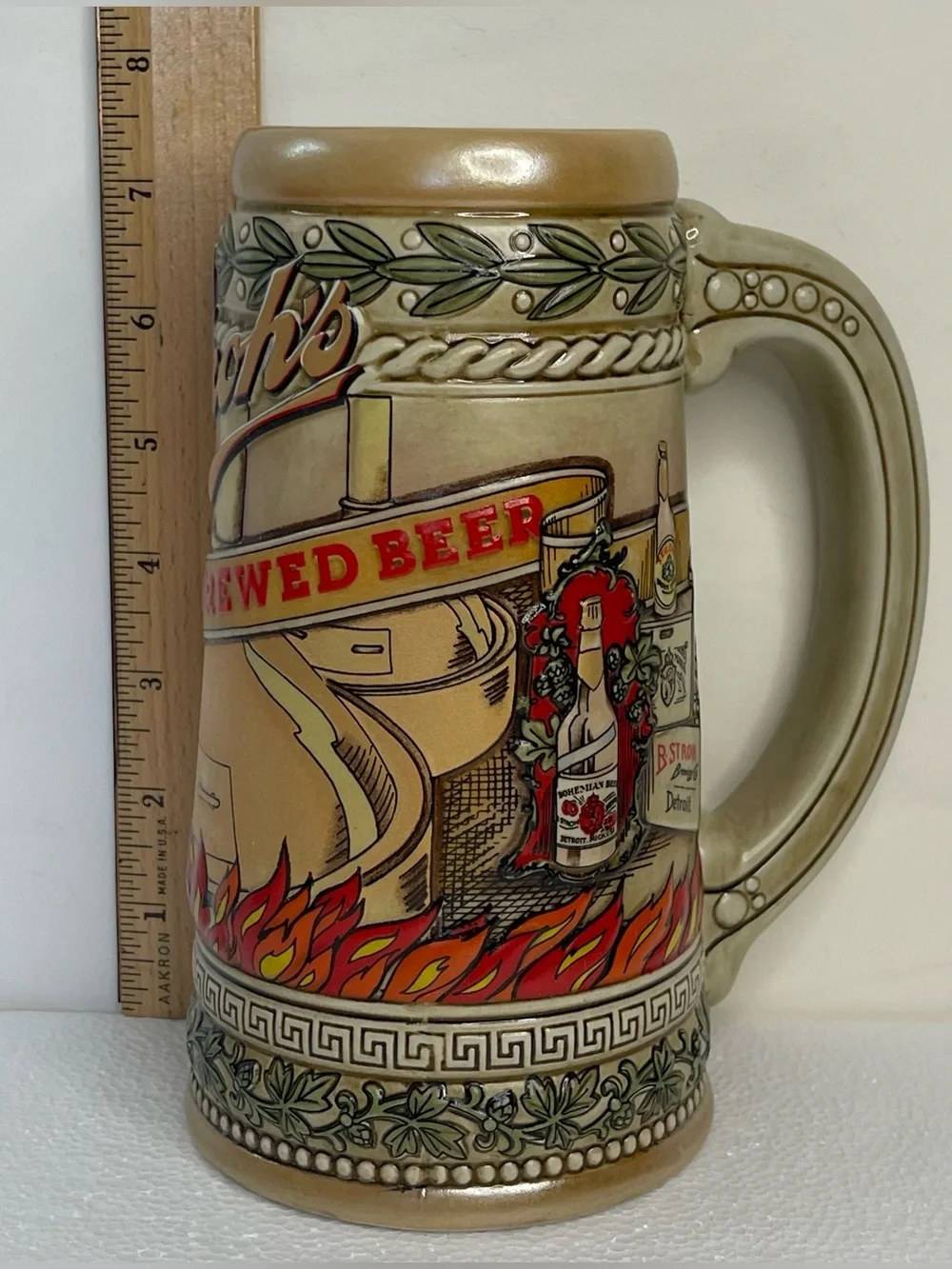 Strohs Fire Brewed Beer Stein Heritage Series VI Detroit Brewing Co Collectible